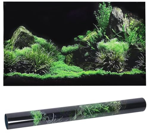 Joyzan Aquarium Poster, Unterwasser Welt Wanddekoration Aufkleber Hintergrund Dekorationen Bilder Photo Rückwand Selbstklebende Wallpaper Dekoratives Meeresboden Wasser Gras PVC Klebstoff Landschaft