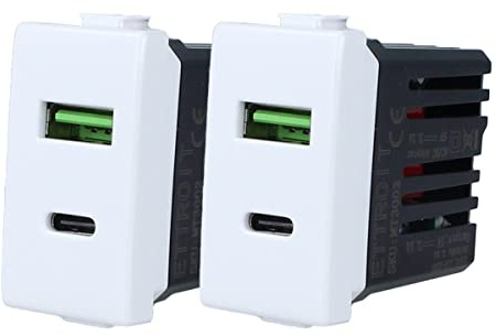 2 prises USB C murale 3.1A, charge rapide, compatible avec Bticino Matix, 2 sorties USB Type A + USB Type C, occupe 1 module