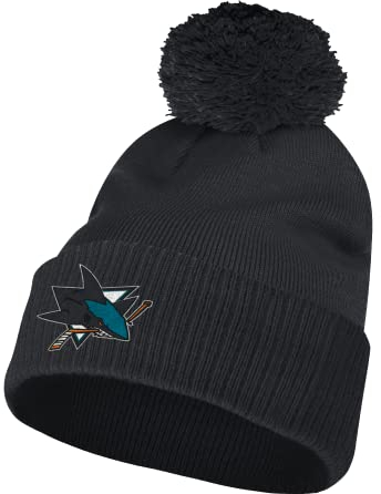 adidas NHL-Bommelmütze mit Bündchen, NHL Teams (San Jose Sharks, schwarz)