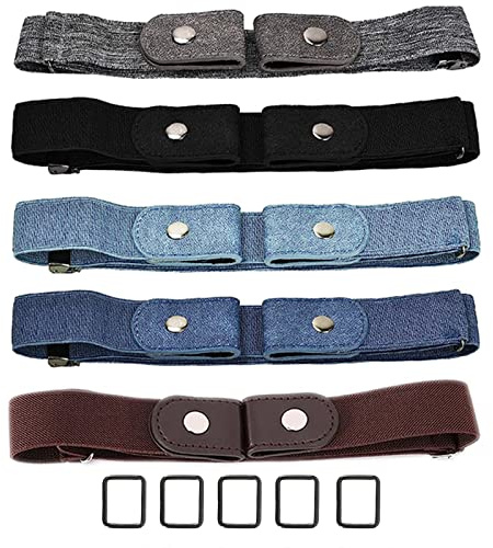 Gürtel Ohne Schnalle 5 Stück Elastischer Stretchgürtel Unsichtbarer Taillengürtel für Jeans Hosen Kleid Verstellbar für Herren und Damen