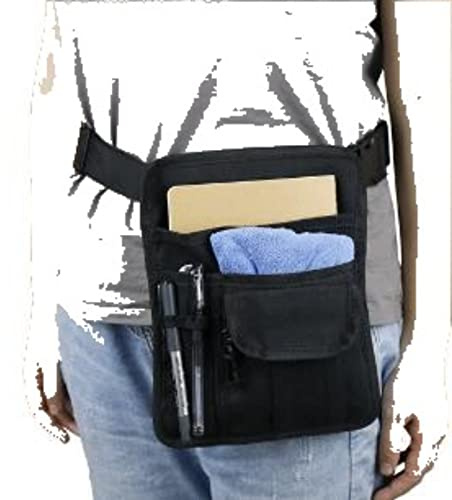 LENIAR Restaurant Waiter Waist Bag, Adjustable Order Tool Fanny Pack with 5 Pockets, Canvas Black 20.5 * 25.5cm