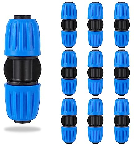 16mm Tropfbewässerungsfittings sperren Stachel-gerade Verbindungsstücke für 1/2 Zoll Tropfrohr (OD 0.620 in.ID ist 0.520. in) Fit,(10 Pcs Blau)