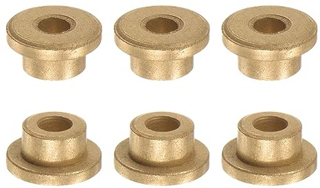 QUARKZMAN 6Stk Flansch Gleitlager Hülse Sinterbronze Buchsen 4x8x6mm | Selbstschmierende Lager mit 12x2mm Flansch Niedrigem Reibungskoeffizienten für Elektromotoren, 3D-Drucker, Maschinenbau