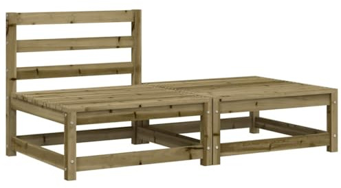 vidaXL Gartensofa, Modular Sofa ohne Armlehnen, Gartensessel mit Hocker, Relaxsessel Lounge Sessel Gartenmöbel, Kiefernholz Imprägniert