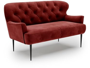 CAVADORE 2-Sitzer Küchensofa Amba, Trendige Sitzbank für Küche oder Esszimmer / 153 x 97 x 87 / Hochwertiges Mikrofaser: Rot