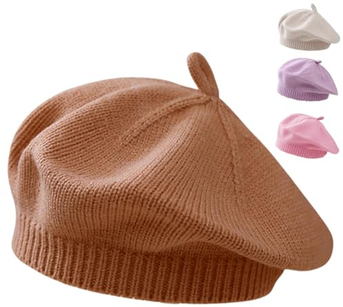 Yaopelky Baby Barett Hut Kleinkind Mädchen Herbst Winter Warm Beanie Mütze kleines Mädchen Französisch Künstler Strickmütze für 0-12 Monate (DE/NL/SE/PL, Alter, 0 Monate, 12 Monate, Kaffee)