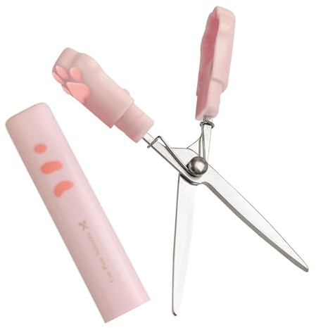 Xijobido Ciseaux pour mignons, ciseaux patte de chat, ciseaux mignons de dessin animé, Coupe-mains pliables portables en acier inoxydable, 3 couleurs pour la découpe du papier, le