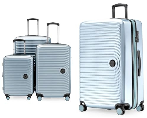 Hauptstadtkoffer Mitte - 3er Kofferset - Handgepäckskoffer 55 cm & Mitte - Großer Hartschalenkoffer, TSA, 4 Rollen, Check-In Gepäck mit 8 cm Volumenerweiterung, 77cm, 130 Liter, Pool blue