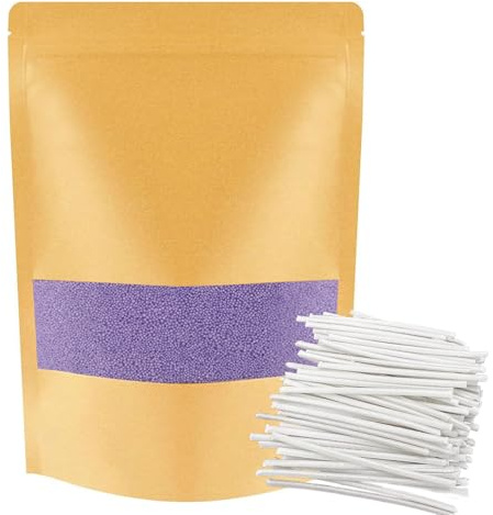 ALLAVA Kerzensand mit Docht, Kerzensand 1 KG mit 50 Docht 5cm, Perlenkerzen mit 50 Kerzendocht ohne Basis, Kerzen Sand, Pearled Candle, Wachsgranulat für Wachskerze Selber Machen (1KG, Lila)