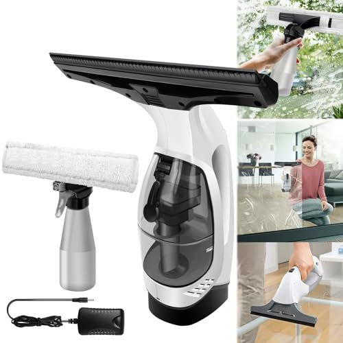 Aspirapolvere portatile senza fili per finestre, lavavetri elettrico per pulizia, aspirapolvere ricaricabile 3 in 1 con spray/lavavetri/aspirazione per finestre, piastrelle, specchi