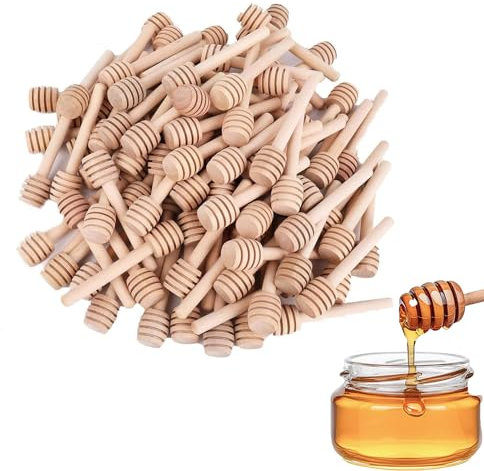 Agitatore per Miele in Legno, Cucchiaio per miele da 50 Pezzi, Mini Cucchiaio per miele a Bbastoncino da 8 cm, Miscelatore a Spirale per miele, per Raccogliere ed Erogare miele Sciroppo di Marmellata