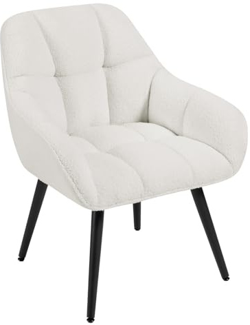 WOLTU Relaxsessel mit Polster, Weicher Schaumstoff, Metallbeinen, Creme | Ohrensessel modern, Lesesessel mit Frottee-Bezug, bis 150 kg, Sessel Wohnzimmer, Schlafzimmer, Wohnzimmer, Balkon