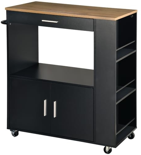 Kesper | Küchenwagen, Material: FSC-zertifizierte Faserplatte, Maße: B: 75 x H: 88 x T:40cm, Farbe: naur/schwarz | 25892 13