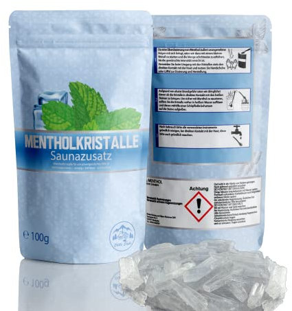 100g Premium Mentholkristalle | 100% Reine Minze | Intensives Saunaerlebnis mit Frischekick | Naturrein & Hochwirksam | Perfekt für Saunaaufgüsse | In Wiederverschließbarerem Beutel