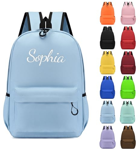 Personalised Children's Backpacks, Embroidered Name Kids School Rucksack Book Bags, Toddler Boy Girl Backpacks for Elementary Kindergarten Preschool Primary Teens Travel Casual Daypacks