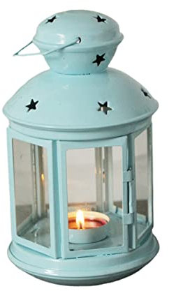 TOPPERFUN European Style Wind Lamp Candlestick Vintage Hanging Candle Holder Iron and Glass for Living Room and Table Decoration