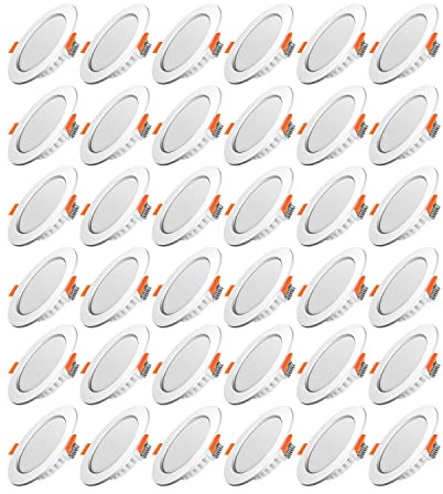Spot LED Encastrable,Extra Plat,Spot Encastré Led Intérieur Plafond Plafonnier,Rond Ultra Slim Downlight,5W Equivalent 40W Incandescence,230V Blanc Neutre 4500K,Pour Salle de Salon,Cuisine,Lot de 36