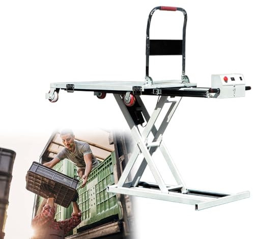 Beachtiful Hydraulic Lifting Platform, Electric Single Scissor Lift Table with 4 Wheels, Lift Table Cart, 270kg Capacity, 102cm Lifting Height