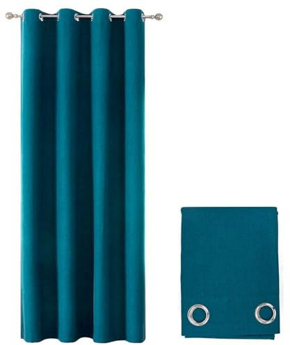 emmevi Tenda Oscurante 100% Porta Finestra 1 Pannello 140x280 Cm Isolante Termica Coprente Blu Petrolio