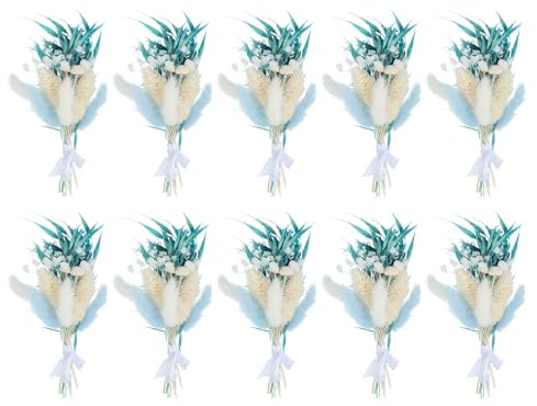 PATIKIL Mini Getrockneter Blumenstrauß, 10 Stück Pampas Naturgras Wildblumen mit Stiel Dekor Gipskraut Boho Blumenpflanze für Basteln DIY Foto Requisiten Geschenk Hochzeit Dekor, Blau