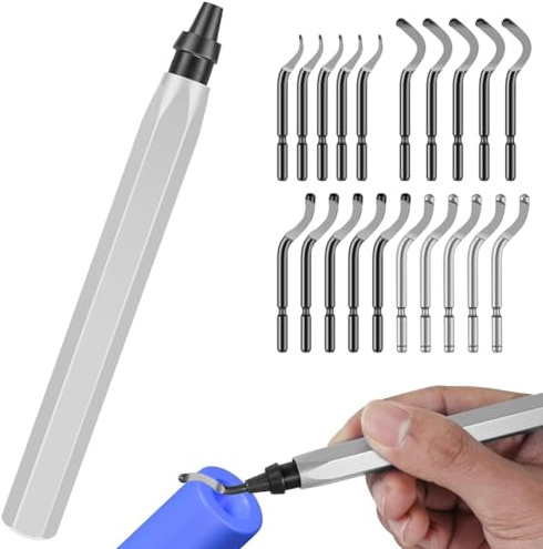 FPHADO Herramienta de Desbarbado con Cuchillas de Acero de Alta Velocidad, Cabezal Giratorio de 360 Grados, Herramienta Profesional de Eliminación de Rebabas para Metal, Resina,A