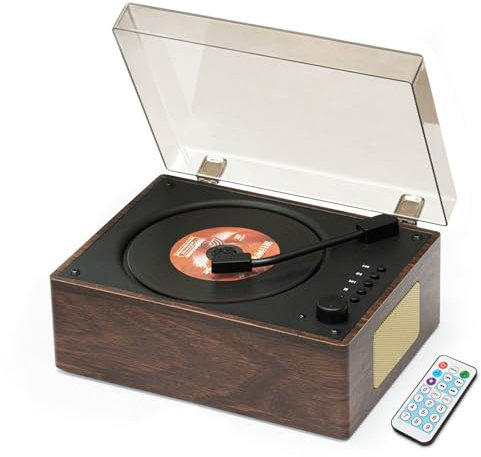 Accueil Rétro Lecteur CD Portable: Hi-FI Bluetooth Haut- Parleur de Musique Batterie Intégrée Télécommande Soutien AUX/USB Player pour la Décoration de la Maison