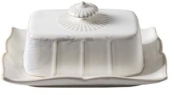 Mantequillera,Mantequera Utensilios de cocina, mantequillera de cerámica, rectangular, for el hogar, exquisita, con tapa, for dim sum, hotel(White)