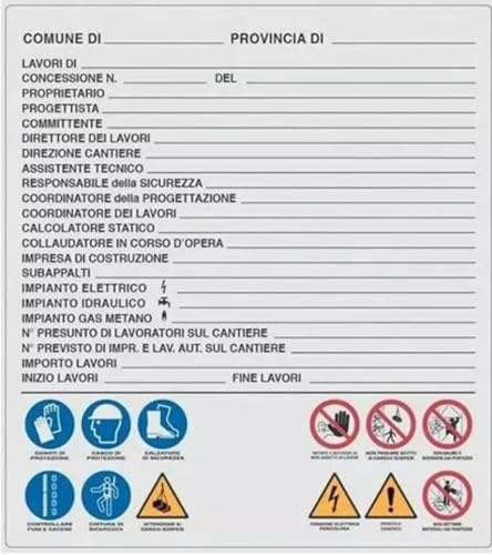 M-ITALY CARTELLO SEGNALETICO - CARTELLO DA CANTIERE - Adesivo Extra Resistente, Pannello in Forex, Pannello In Alluminio (Plastica, 30x42 cm)