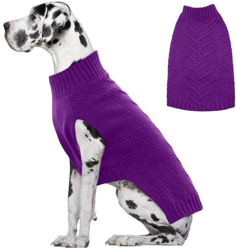 IECOii Great Dane tröja, hundtröja för extra stora hundar ras, XXXXXL husdjurströja julkläder, tjock varm hund vintertröja för manliga kvinnliga hundar, lila, 5XL