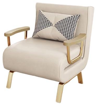 Convertible Sleeper Chair mit Armlehnen Schlafsessel Klappbarer Klappsessel mit Schlaffunktion, Relaxsessel Schlafstuhl Klappbett Gästebett(Beige,86x70x85cm)