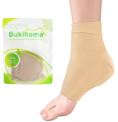 Bukihome Achillessehnen-Stützstrümpfe – Gelgepolsterte Kompressionsstrümpfe zur Linderung von Sehnenentzündungen – Atmungsaktiv und ergonomisch anpassbar – 1 Paar in regulärer Größe, beige