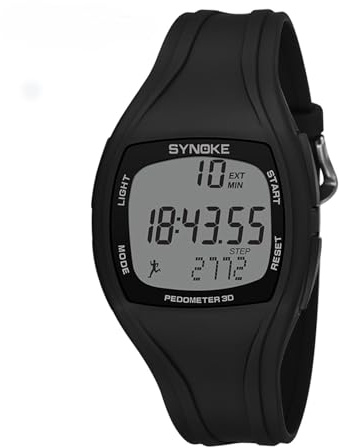 Digitale Uhr mit Schrittzähler Armband mit Schrittzähler Keine App Kein Bluetooth, Schwarz, Medium, F108WH-1ACF