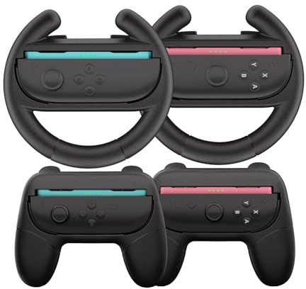 HEYSTOP [32 pcs] Steering Wheels for Nintendo Switch 2 Joy-Con Grip Racing Wheels for Mario Kart 8 Deluxe 4 in 1 Mario Kart Game Switch 2 Steering Wheel Grip Cover Joy-Con Controller Accessories