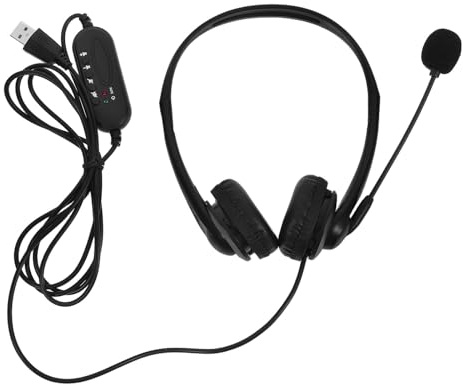 GALPADA Auriculares con Cancelación de Ruido USB para Oficina Auriculares con Micrófono y Control por Cable Diseño Supraaural Negro Ideales para Ordenador y Videoconferencias