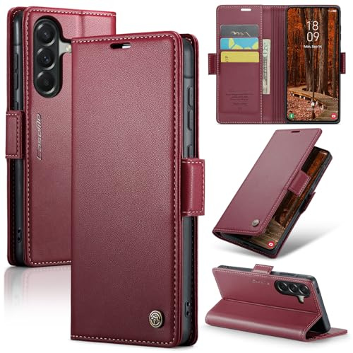 Rerzoiro Funda para Samsung Galaxy A57 5G, Funda de Cierre Magnético, Cartera de Cuero PU con [Bloqueo RFID], Soporte, Ranura para Tarjetas, Carcasa de Libro, Case para Samsung Galaxy A57 5G, Rojo