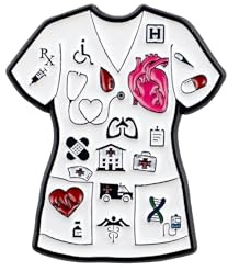 Medical Scrubs Enamel Pin, RN Nurse Pin Brooch, Nurse Uniform Jewelry Accessories, Medical Symbols Gift For Doctor Healthcare Worker Nursing Staff, Cute Hospital Icons Brooch Badge, Stethoscope Lapel