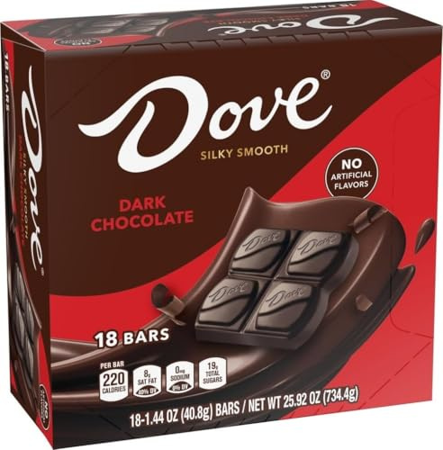 DOVE Dark Chocolate Singles Size Candy Bar 1.44-Ounce Bar 18-Count Box by Dove