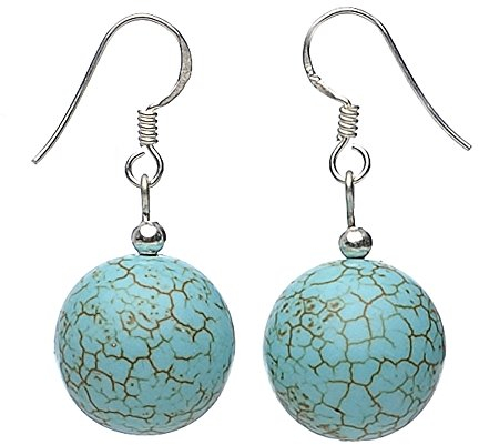 Ohrringe Ohrhänger aus Türkis Howlith 925 Silber Ohrschmuck Damen Kugel Ã˜14mm