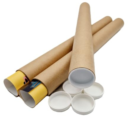 Lot de 10 tubes carton brun pour affiche poster 5 cm x 50 cm