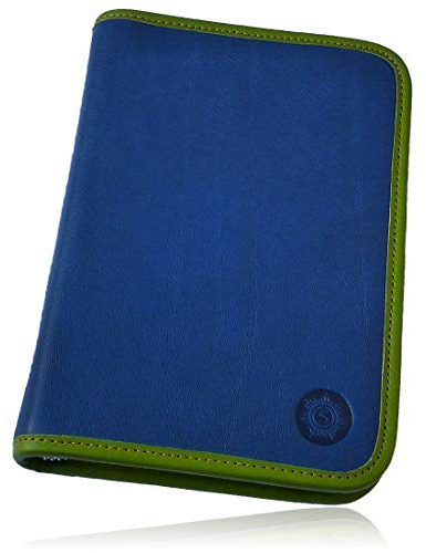 SONNENLEDER - hochwertiges Schuletui NILS Farbe: Blau/Hellgrün *Echtes Leder*