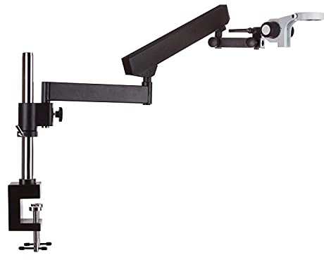 AmScope - Articulating Stand with Post Clamp and Focusing Rack for Stereo Microscopes, Height Adjustable, Table Mount - APC