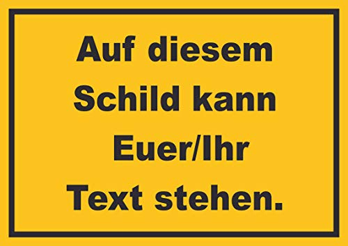 HB-Druck Schild mit Wunschtext waagerecht Text schwarz Hintergrund gelb A4 (210x297mm)