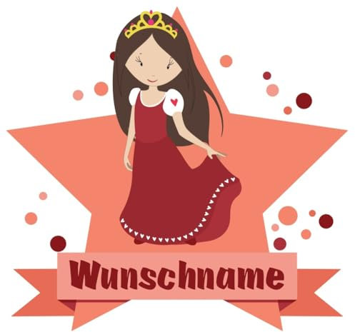 Samunshi® Prinzessin Wandtattoo Türschild mit Name personalisierbar Kinderzimmer Türaufkleber Baby Wandaufkleber - 100x87cm mehrfarbig