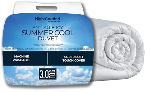 Night Comfort Piumino estivo di lusso antiallergico 3 Tog per letto matrimoniale, in microfibra di alta qualità, imbottito con soffice fibra cava