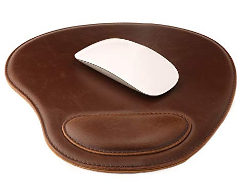 Londo Alfombrilla Ovalada para Ratón de Cuero con Apoyo para Muñeca – Accesorio de Oficina y Gaming con Base Antideslizante, Superficie Suave para Escritura, Estilo Elegante y Duradero
