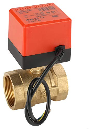 Kugelhahn, DC 24V DN40 G1-1/22-Wege-3-Draht-Messing-Motorventil Elektrisches Ventil mit Antrieb für Gebläsekonvektor, Wasserregelung, Klimaanlage
