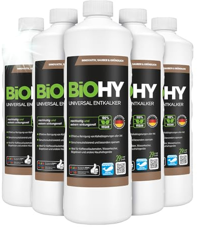 BiOHY Universal Entkalker (6 x 1 Liter), Konzentrat, Kaffeemaschinen | Entkalker Konzentrat für Kaffeemaschinen, Wasserkocher und Haushaltsgeräte, starker Kalklöser