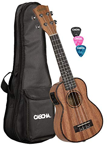 Cascha HH2026E Premium Mahogany E/A pack ukulélé soprano électro-acoustique