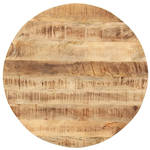 vidaXL Mangoholz Massiv Tischplatte Massivholzplatte Holzplatte Ersatztischplatte Holz Platte für Esstisch Esszimmertisch Rund 15-16mm 70cm