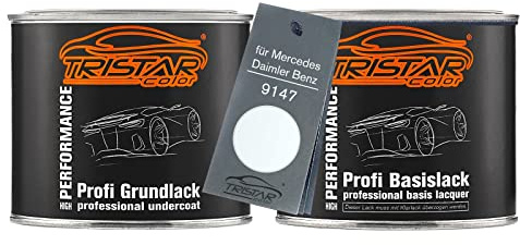 TRISTARcolor Autolack Set Dose spritzfertig für Mercedes/Daimler Benz 9147 Arktikweiss/Blanc De Serie Cabine Grundlack + Basislack 1,0L